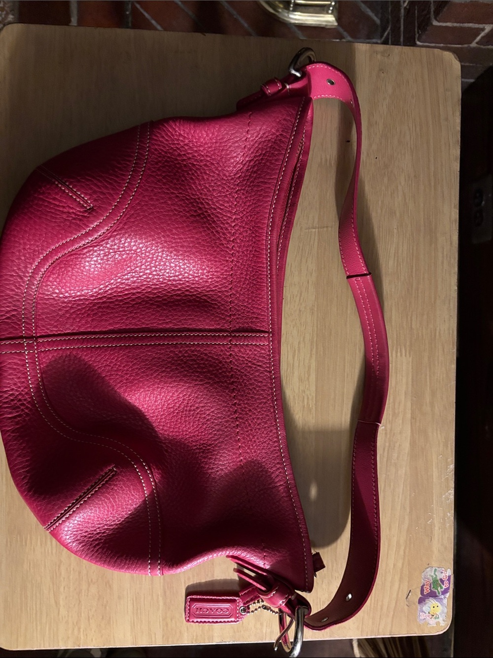 Coach Pebbled Leather Hobo in Hot Pink